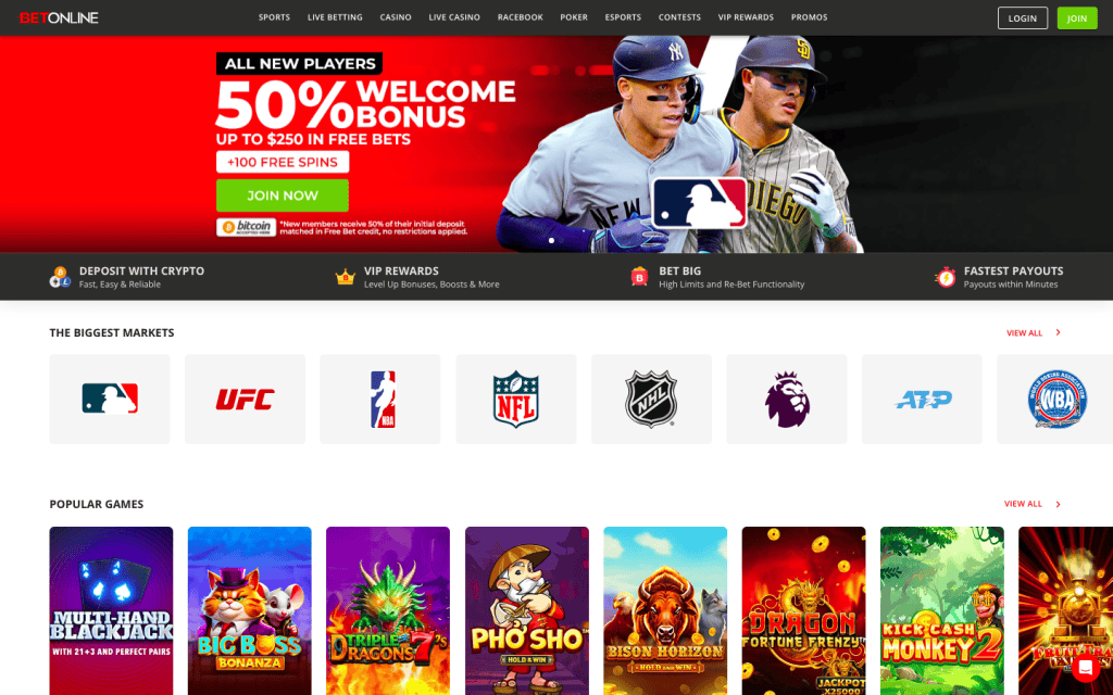 Betonline homepage